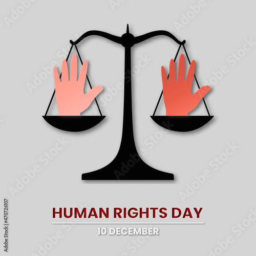 International Human Day vector illustration in paper cut style with hands and light background. 10 December.