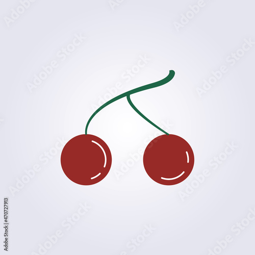 fresh red cheery icon vector illustration template background single double 3d