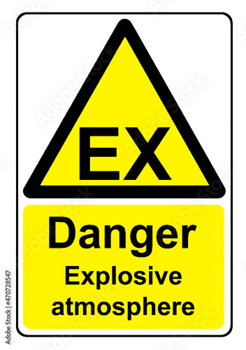 Danger Explosive Atmosphere in this area yellow warning sign