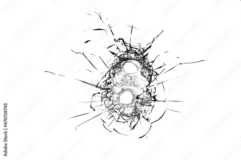The texture of broken glass. Bullet hole The texture of broken glass. Bullet hole