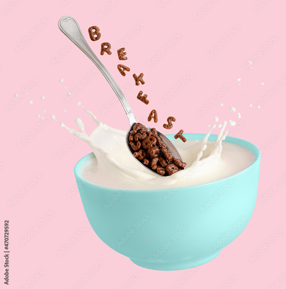 Bowl Of Cereal And Milk Stock Illustration - Download Image Now