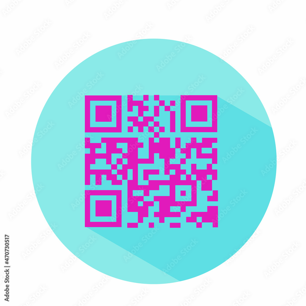 QR code bright icon flat vector isolated on blue background QR code bright icon flat vector isolated on blue background
