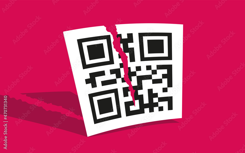 Vector illustration of a QR code. Vector icon of torn QR code. Stock ...