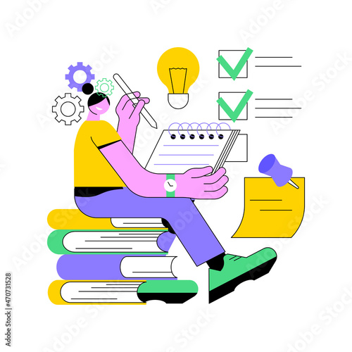 Learning abstract concept vector illustration. Learning style, memory and knowledge, education and training, study skills, school library, writing notes, student homework abstract metaphor.