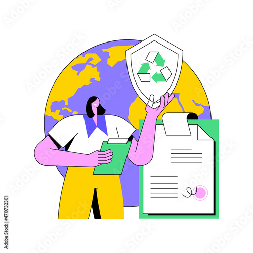Government mandated recycling abstract concept vector illustration. Ecological regulations, local recycling law, municipal solid waste, recyclable materials, curbside program abstract metaphor. photo