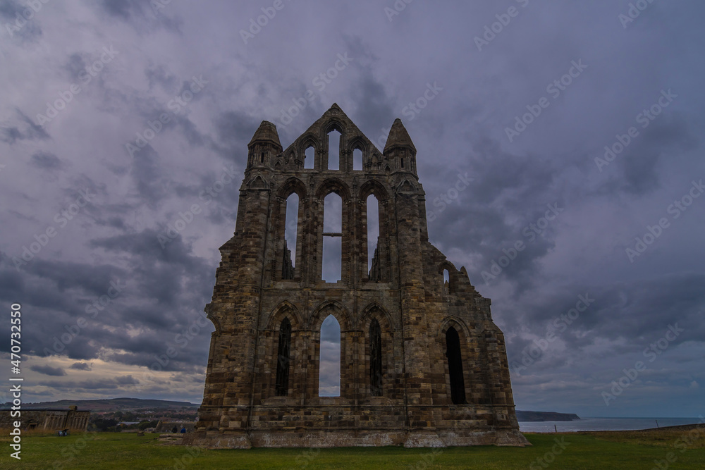Fototapeta premium Whitby Abbey Church Ruins, Yorkshire ENGLAND Ancient ruined church 