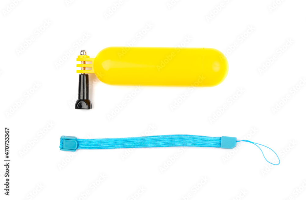 Yellow holder for action camera isolated Yellow holder for action camera isolated