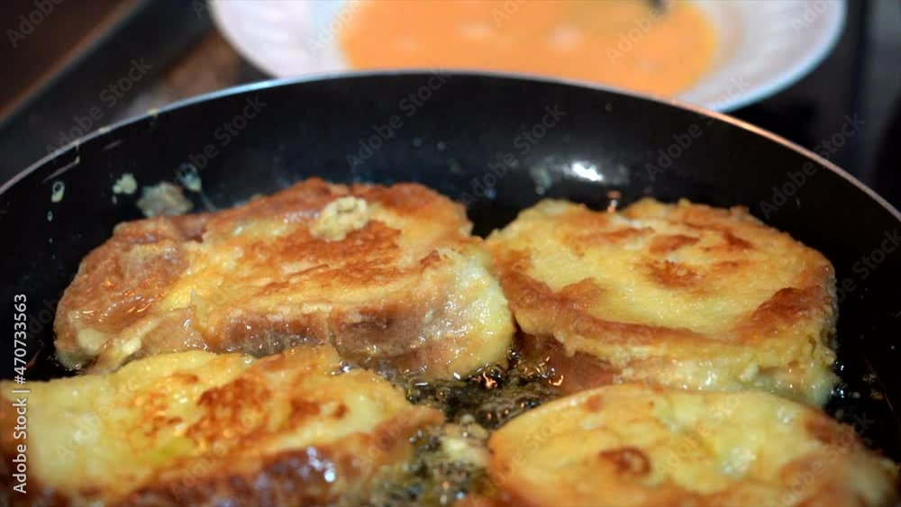 Frying bread to make Frying bread to make
