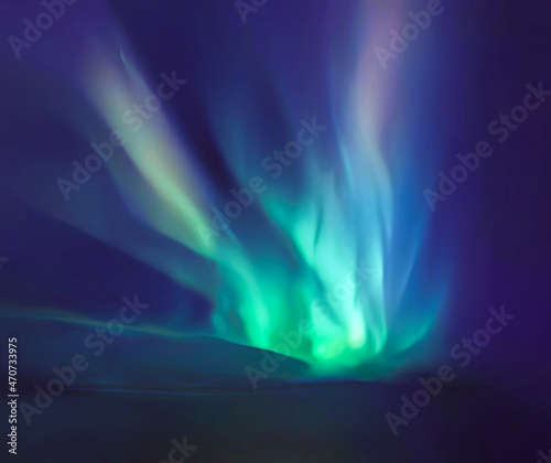 Mysterious northern polar lights phenomenon illustration
