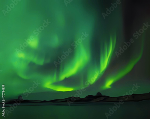 Mysterious northern polar lights phenomenon illustration