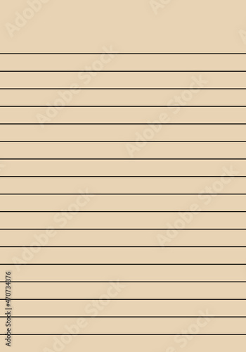 Lined Notebook, brown paper. Vector illustration. 