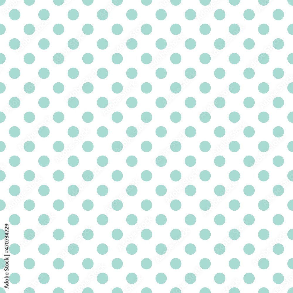 Green and White Polka Dot seamless pattern. Vector background.