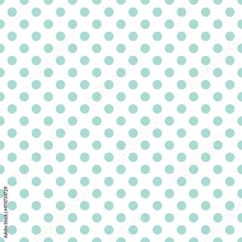 Green and White Polka Dot seamless pattern. Vector background.