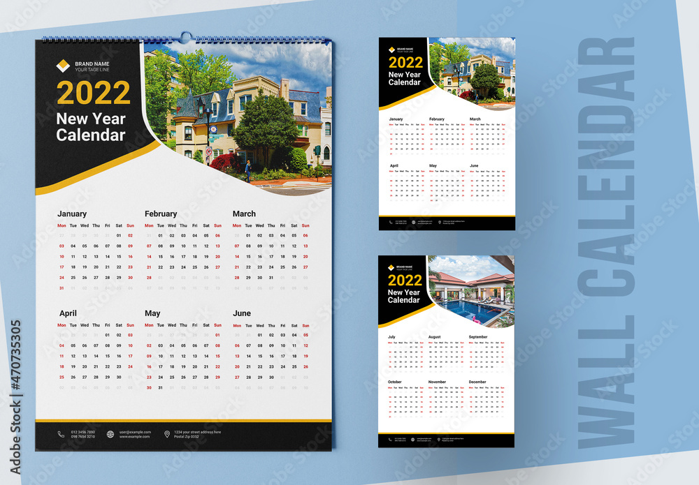Wall Calendar Design Layout Stock Template | Adobe Stock