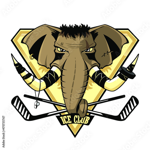 Hockey club emblem with mammoth