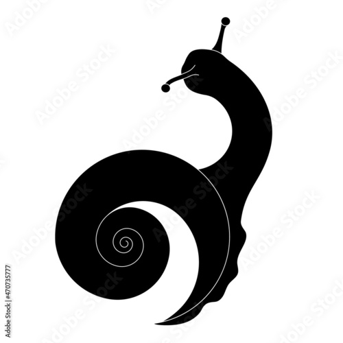 Snail symbol. Isolated black snail silhouette on a white background. Snail icon. Vector illustration. For cream packaging and printing, web pages.
