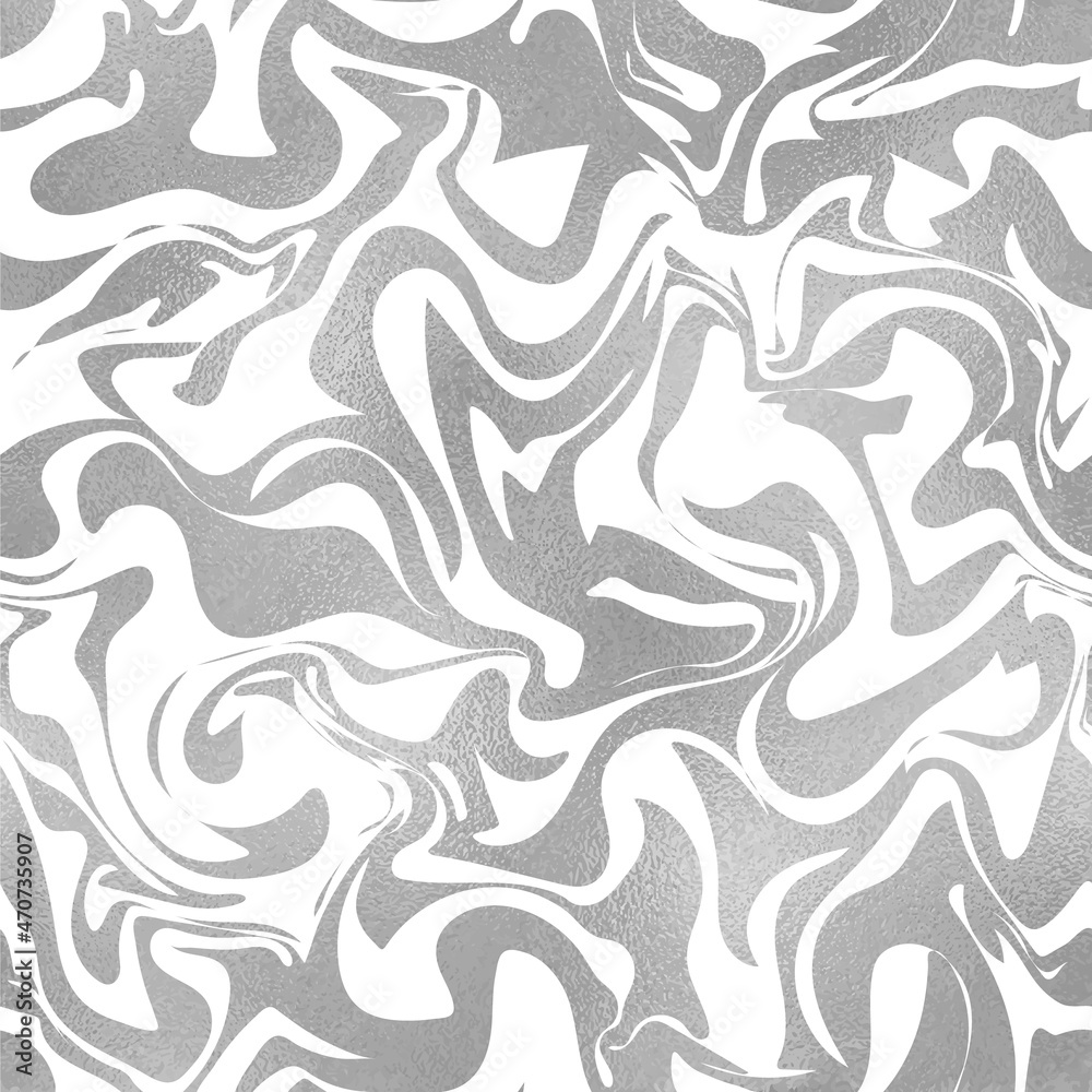 Abstract seamless pattern. Repeating silver background. Marble effect foil. Repeated silver color texture. backdrop for design gift wrappers, packaging, prints, wallpapers. Vector illustration