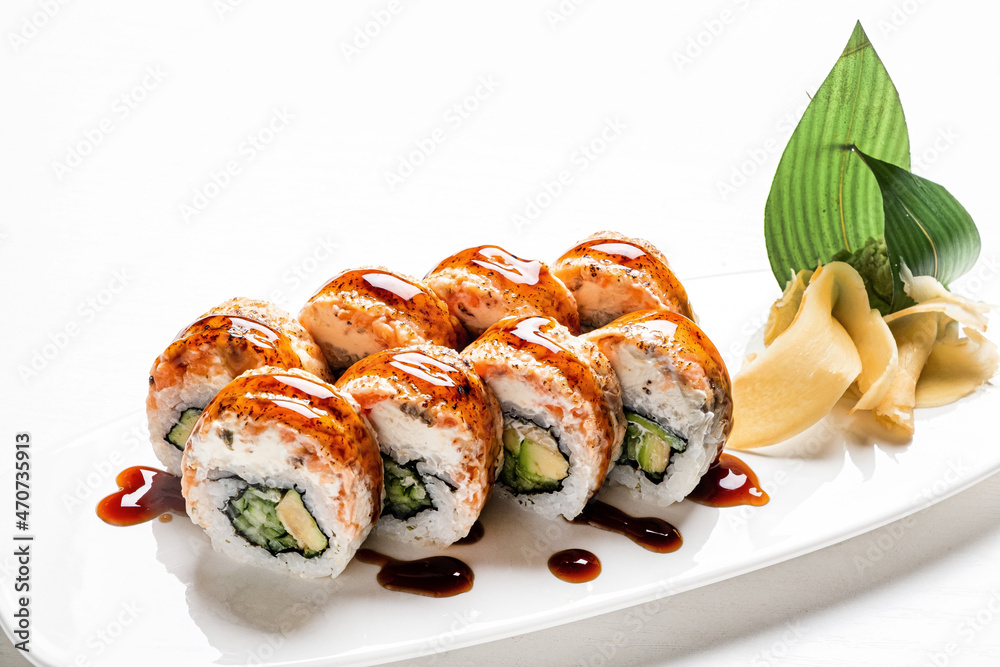 tasty sushi with fresh fish and vegetables tasty sushi with fresh fish and vegetables