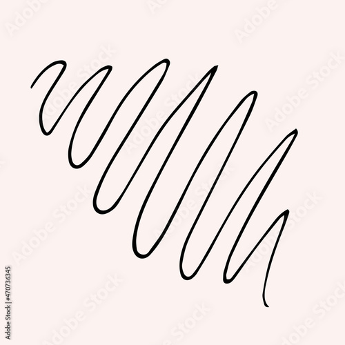 Spiral symbol hand painted ink pen line doodle sketch. Concentric curvy shape, swirling swash isolated on white background. Movement, endless time, cycle concept. Vector illustration