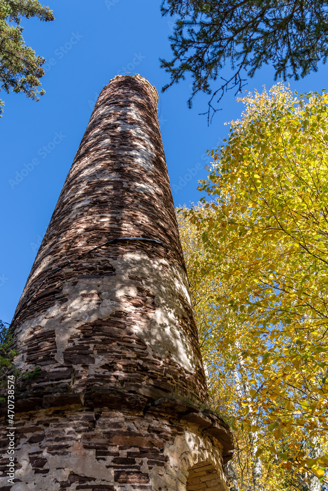 Fototapeta premium The old Clark Mine near Copper Harbor Michigan during fall