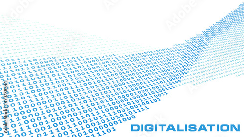 Digitalisation. Binary digital stream. Vector graphics