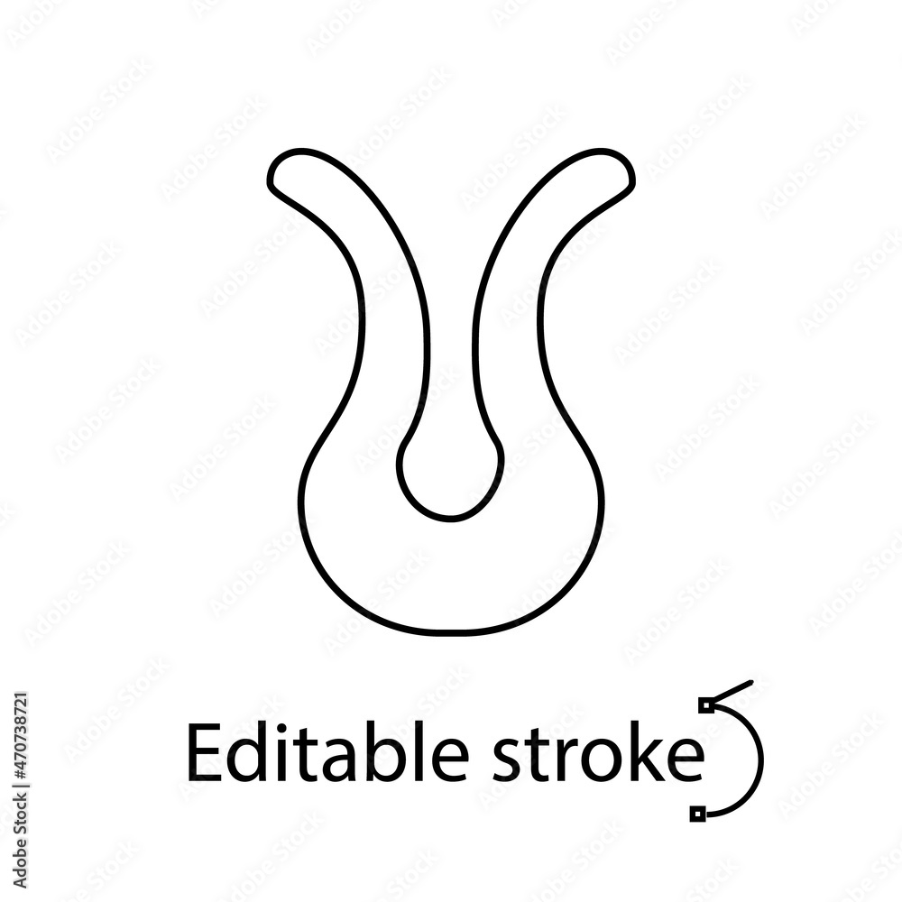 Obraz premium Adult toy outline icon. Sex shop goods. Customizable linear contour symbol. Isolated vector stock illustration