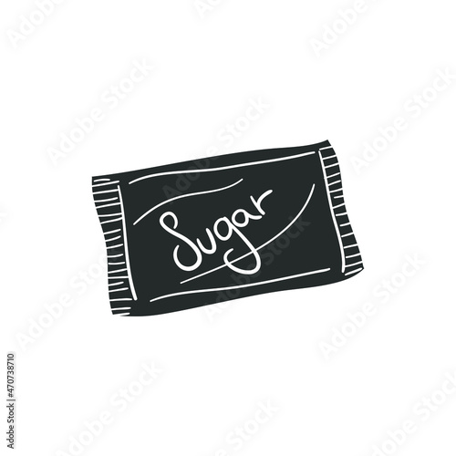 Sugar Packet Icon Silhouette Illustration. Sweet Vector Graphic Pictogram Symbol Clip Art. Doodle Sketch Black Sign.