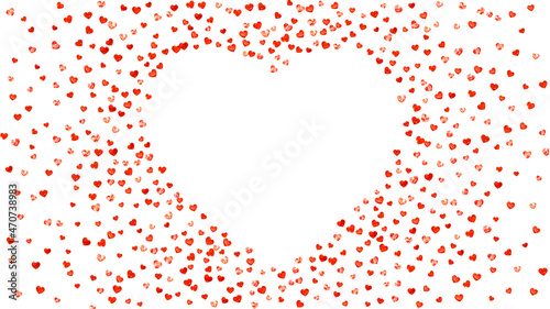 Grunge heart background for Valentines day with red glitter. February 14th day. Vector confetti for grunge heart background. Hand drawn texture. Love theme for voucher  special business ad  banner.