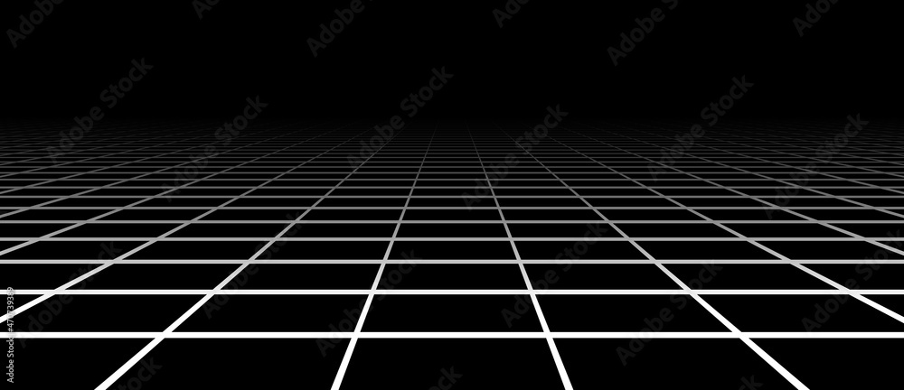 Vector gradient grid. Perspective tile of lines. Detailed vector illustration.