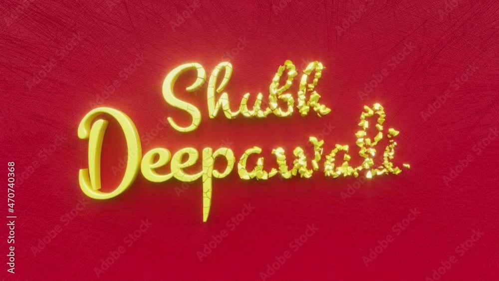 Shubh Deepawali, Happy Diwali, festival of lights text inscription, prosperity and happiness holiday concept, indian decorative animated lettering, festive greeting card motion background