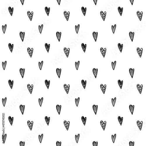 Vector seamless pattern. Heart shape. Many hearts in graphic repetitive ornament. Love surface pattern design. Template for social media post, background, print on fabric or paper.  © kartinka13