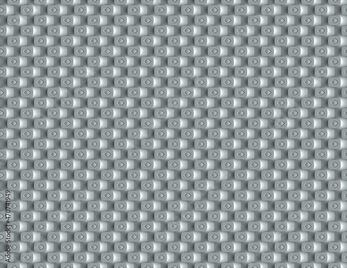 Emboss effect squares with diamond shape shiny monochrome pattern