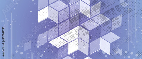 Quantum processing. Deep learning artificial intelligence. Future new technology  for business or science presentation