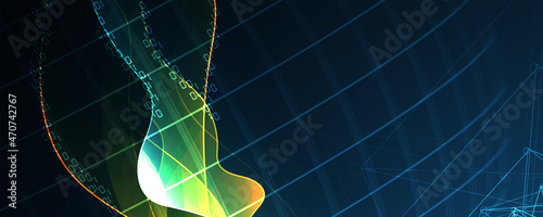 Quantum processing. Deep learning artificial intelligence. Future new technology  for business or science presentation