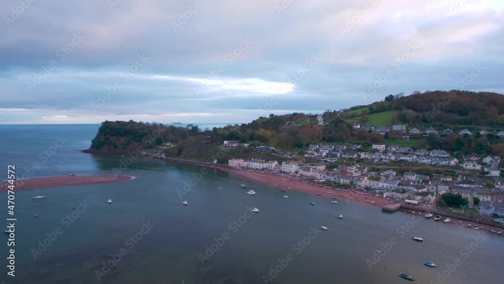 View over River Teign, Shaldon and Teignmouth from a drone, Devon, England, Europe View over River Teign, Shaldon and Teignmouth from a drone, Devon, England, Europe