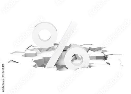 Realistic broken floor with percent. Vector illustration isolated on white background. Ready for your design. EPS10. 