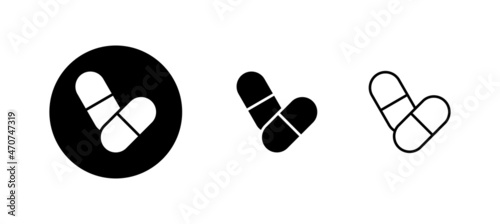 Pills icons set. capsule icon. Drug sign and symbol