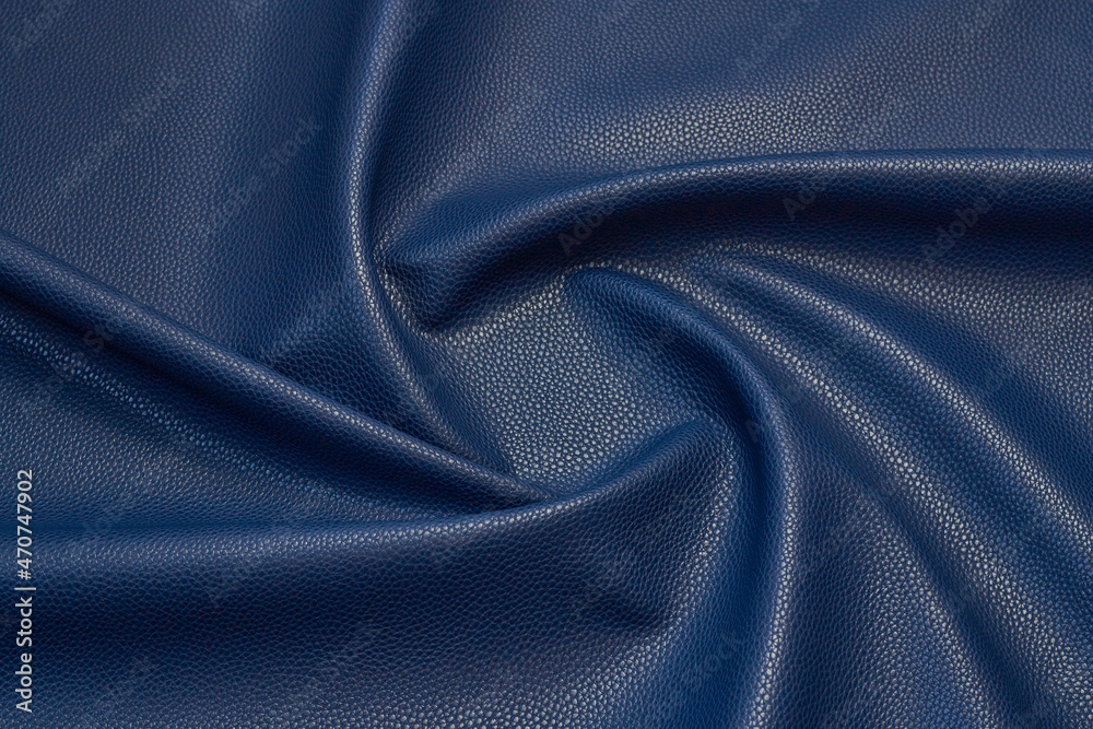 blue artificial leather with waves and folds on PVC base blue artificial leather with waves and folds on PVC base