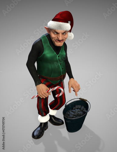 Foto Creepy Krampus Elf with Bucket of Coal