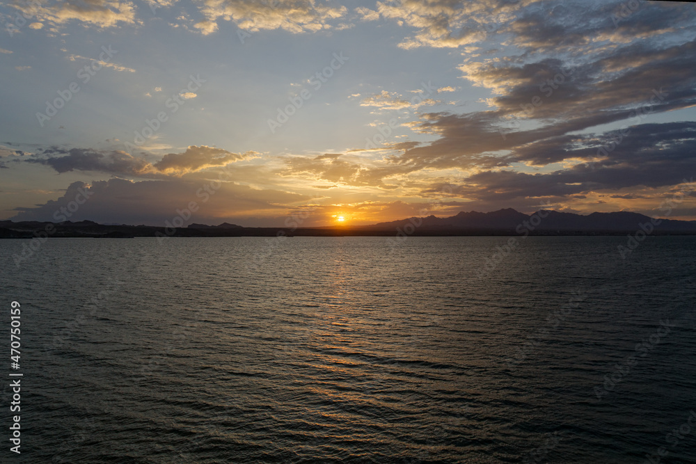 California sunset over Lake Havasu 
