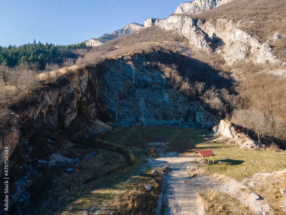 Naklejka premium Aerial Landscape of Balkan Mountains and Vratsata pass, Bulgaria
