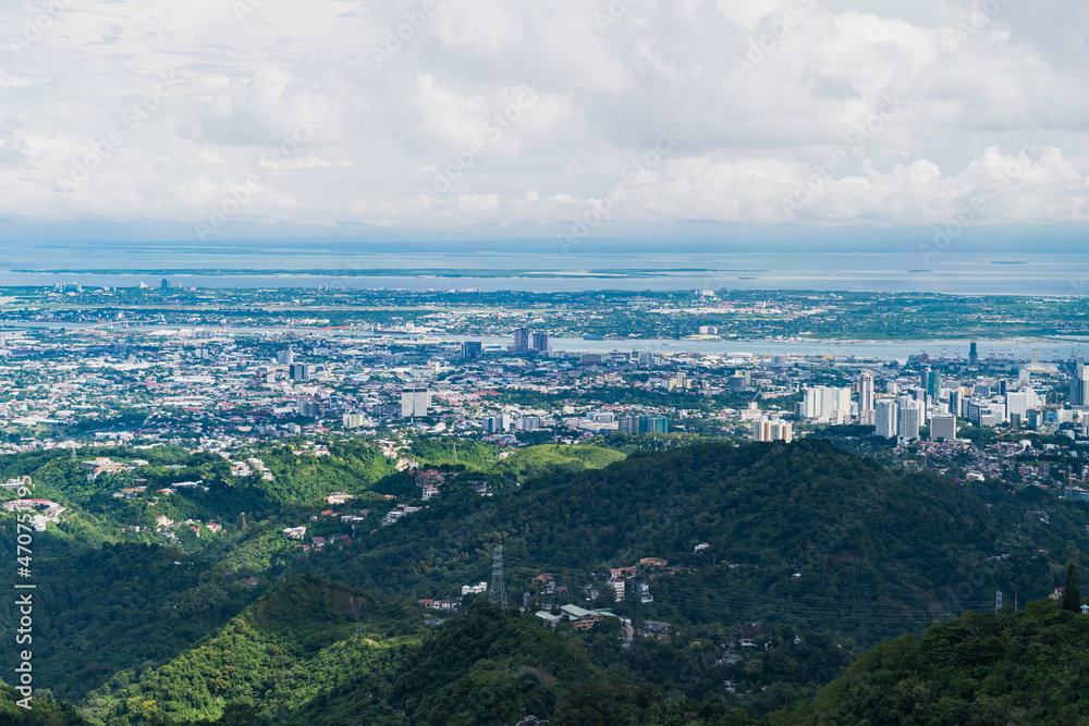 Cebu cityscape with mountains. Landscape view from top mountain.