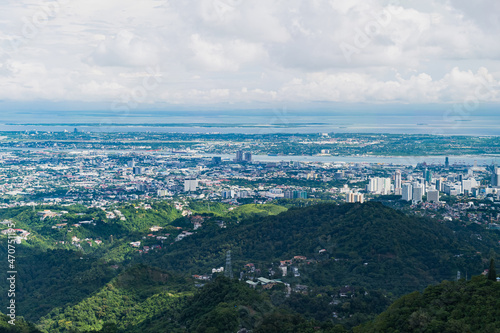 Cebu cityscape with mountains. Landscape view from top mountain.