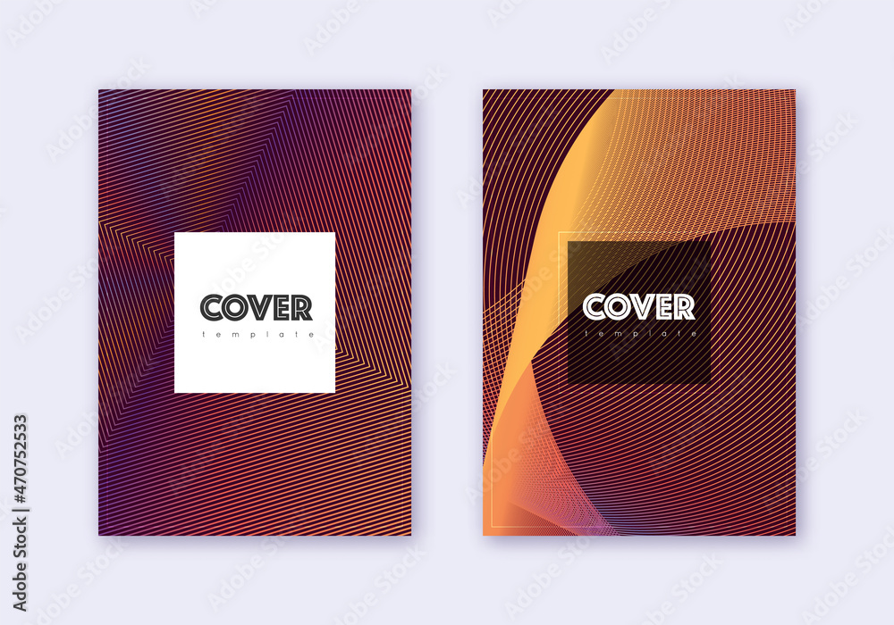 Hipster cover design template set. Orange abstract