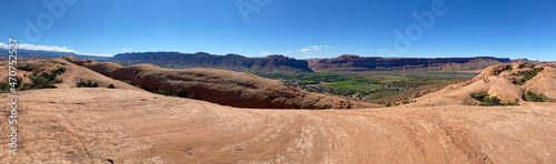 Panorama of Red Rock Ridge on the Slick Rock Trail in Moab Utah photo