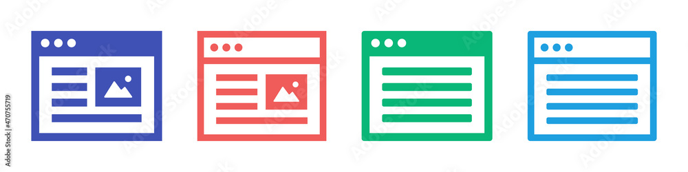 Webpage vector icon. Website symbol illustration set Webpage vector icon. Website symbol illustration set