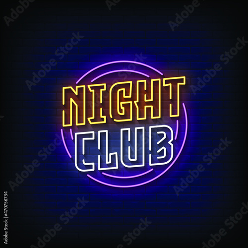Night Club Neon Signs Style Text Vector