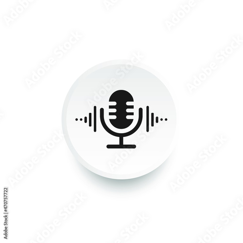 Microphone button audio sound icon symbol flat design vector