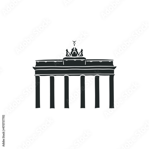 Brandenburg Gate Icon Silhouette Illustration. Berlin Monument Vector Graphic Pictogram Symbol Clip Art. Doodle Sketch Black Sign.