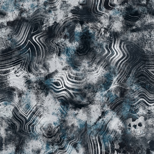 Seamless navy blue and white abstract grungy seamless surface pattern design for print. High quality illustration. Texture for background or textile or fabric or wallpaper or interior design.